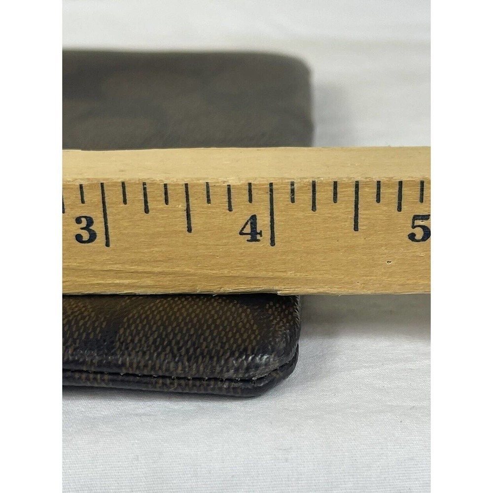 Coach Wallet Corner Zip Signature PVC Wristlet Two-Tone Dark Brown EUC Wallet - Picture 11 of 15